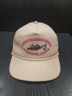 Vintage 80s Bobcat Backhoe Service Rope Hat Snapback Cap Kansas Green Under Brim